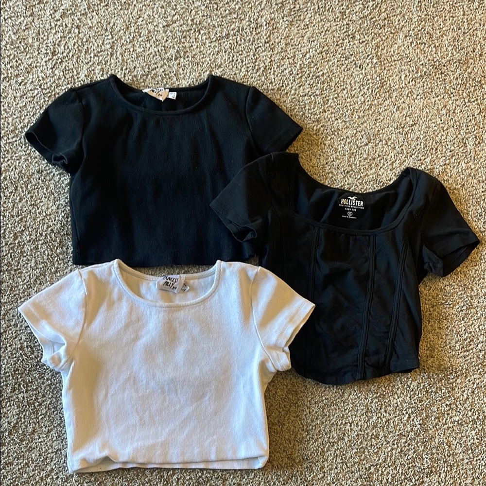 Women’s Cropped Baby Tee - Black and White Tops Set